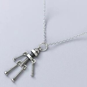 925 Sterling Silver Vintage Screw Robot Pendant Necklace